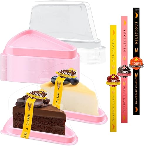Miniatura 8 de Paquete de 50 recipientes para rebanadas de pastel, recipientes de plástico transparente desechables para tartas de queso, cajas individuales para