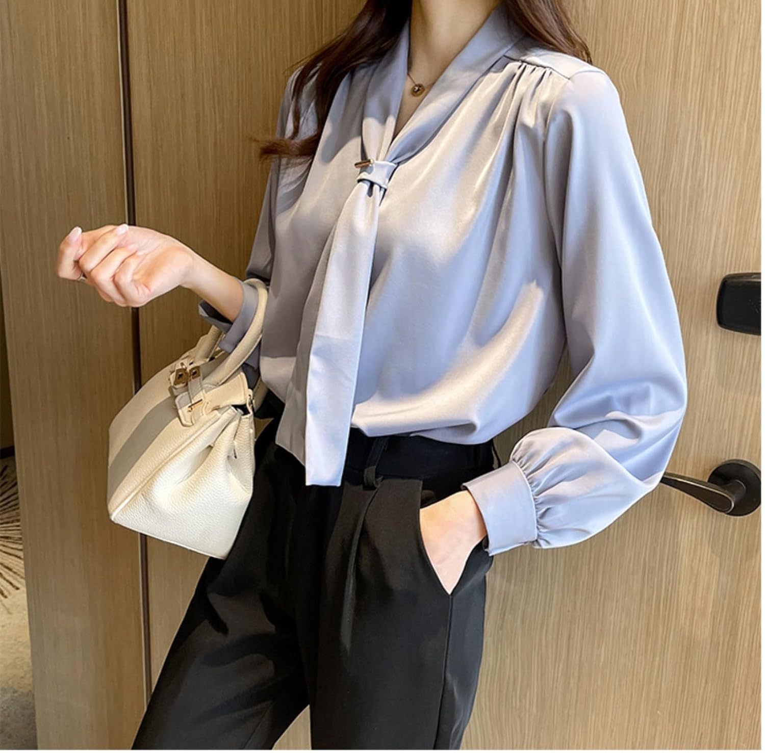 2025春夏 シャツ シンプル 透け感 シフォンブラウス 長袖 シャツ レディース 上着 韓国風 シルクタッチシャツ 薄手 シフォン