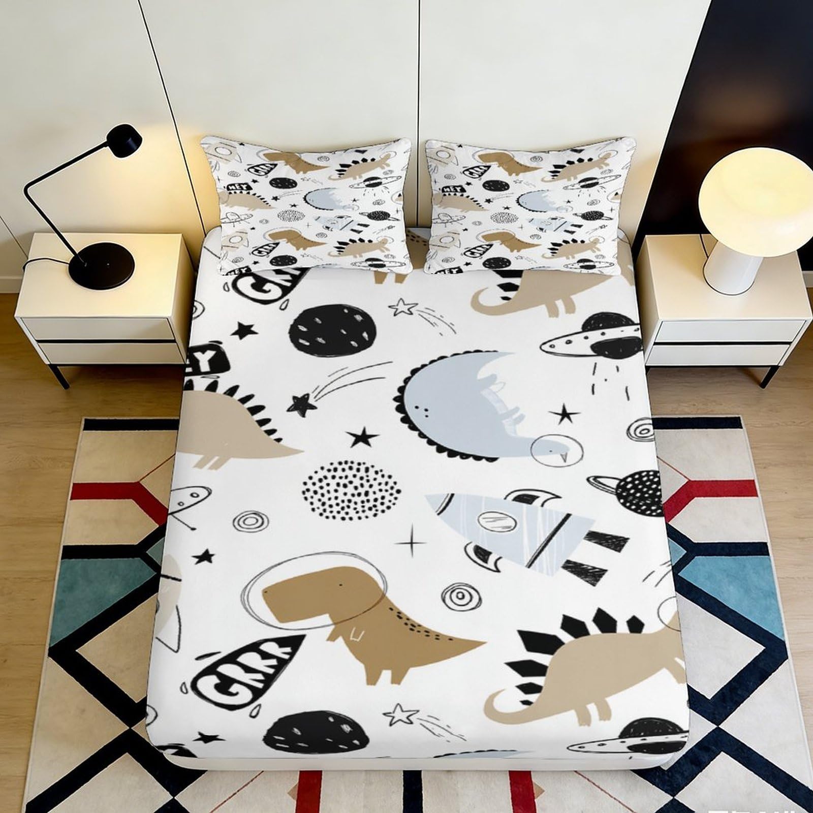 Jwndfkpvxzgl Style-3 3D Printed Dinosaur Jungle Fitted Sheet Microfiber Soft Breathable Cartoon Bed Cover For Bedroom Dorm Decor 90X200x25cm