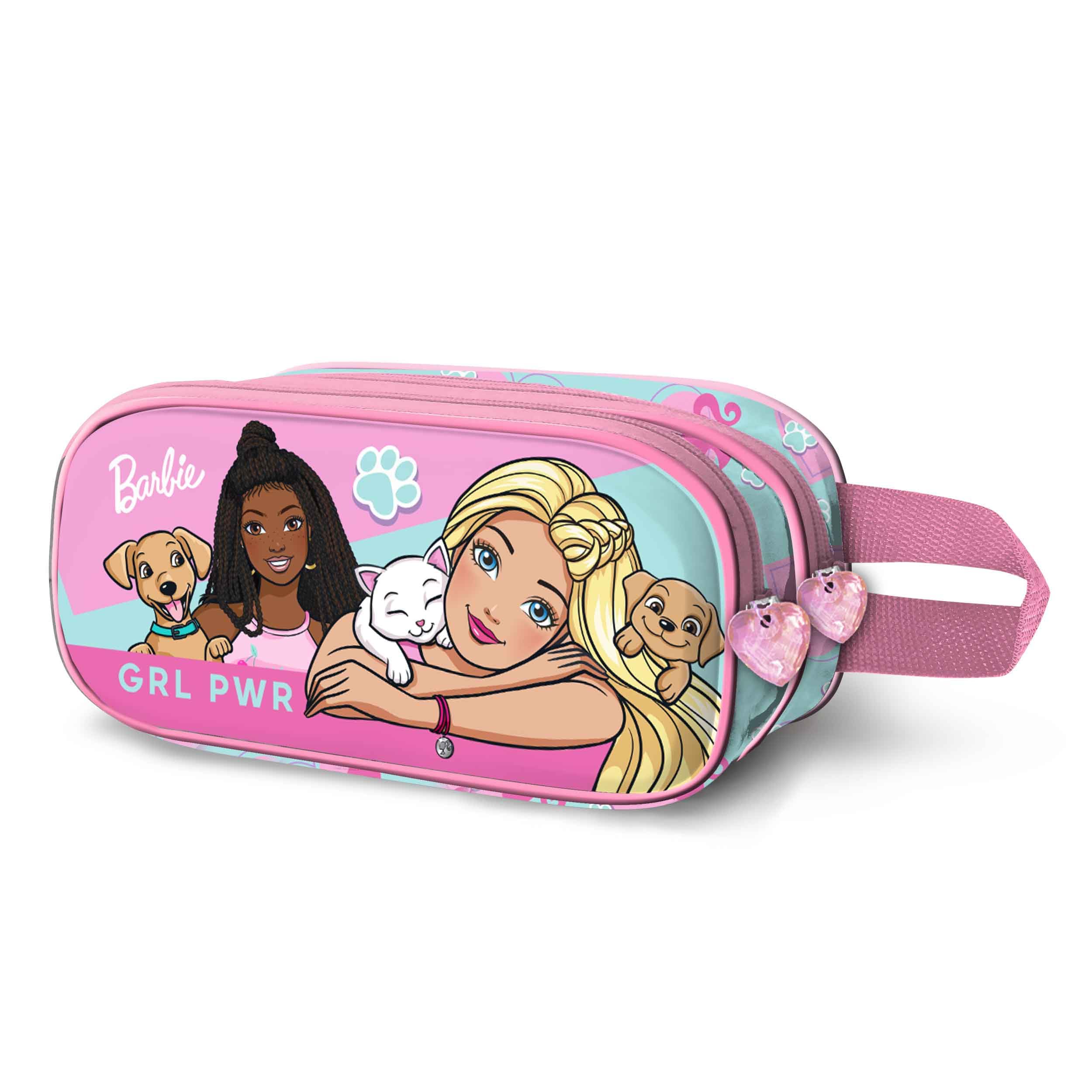 Karactermania Barbie Pets-3D Double Pencil Case, Pink, 22 x 10 cm, Pink Barbie