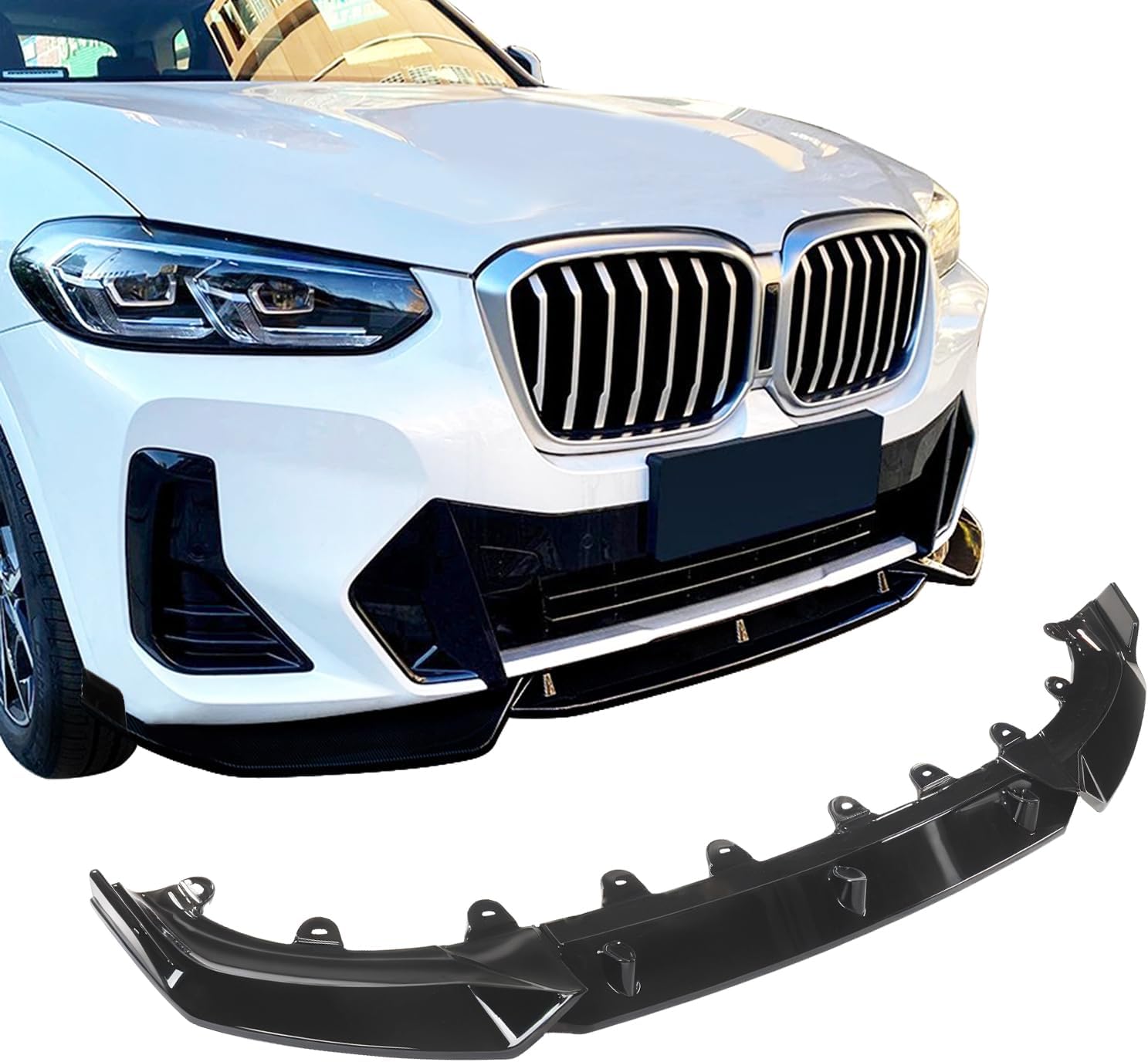 Front Lip Compatible with BMW 2022-2024 X3 G01 X4 G02 IX3 20d 30i 30d M40i M40d, ABS Gloss Black Bumper Air Splitter, Front Bumper Lip Spoiler Protector