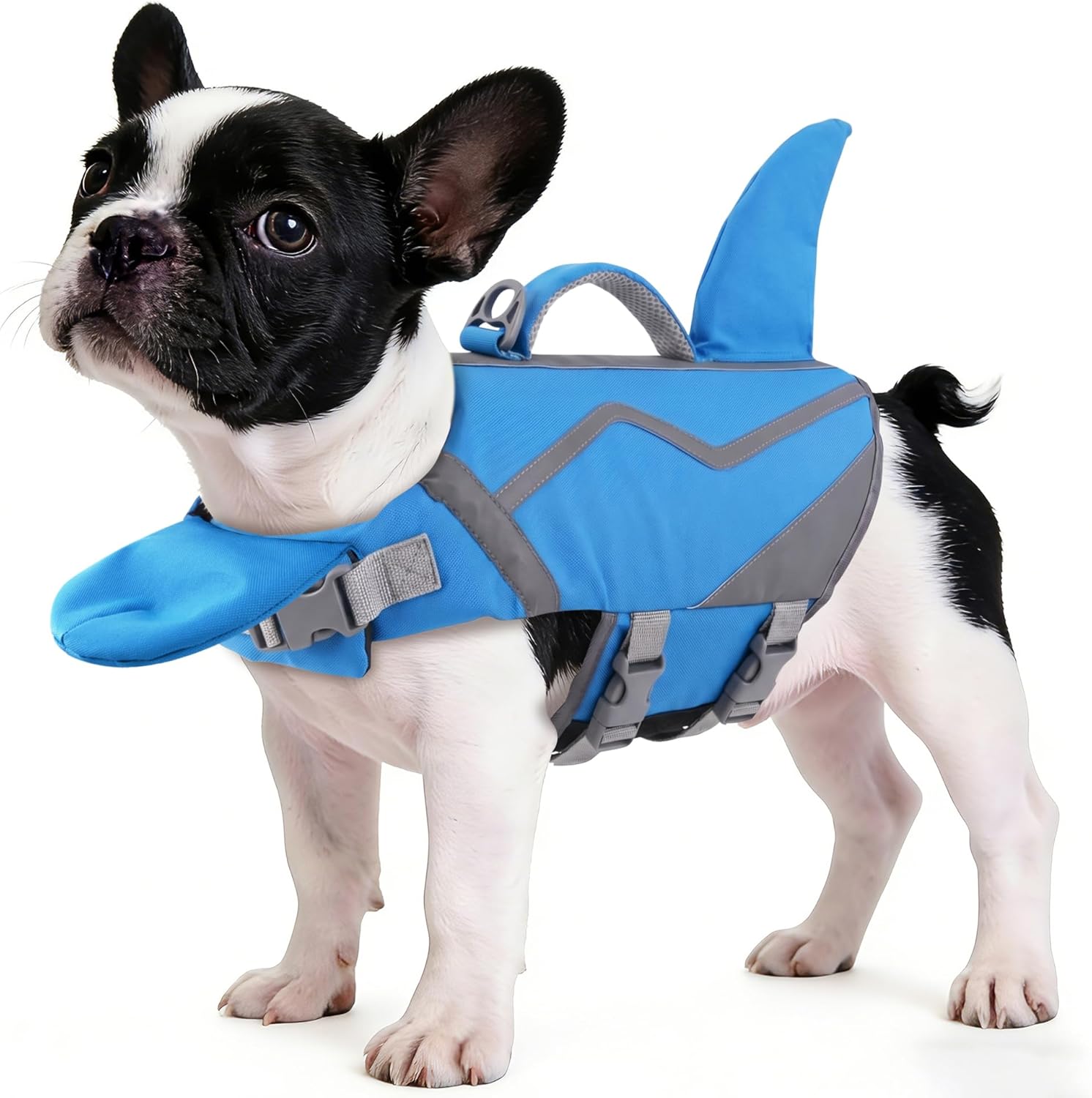Petglad Shark Dog Life Jacket, Adjustable Dog Life Vest with Chin Float & Handle, Ripstop High Buoyancy Swim Vest for Small Medium Large Dogs - Pink, S