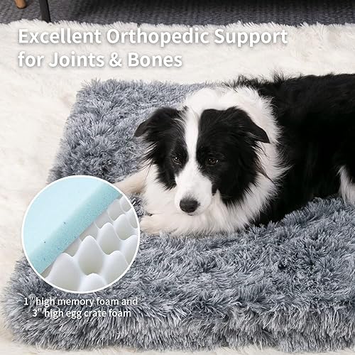Miniatura 4 de Camas ortopédicas de espuma viscoelástica de 4 pulgadas para perros extragrandes, cama ortopédica de espuma para perros, almohadilla de felpa