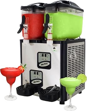 Margarita Girl Double-Bowl Mini Size Frozen Slushy Drink Machine - Versatile High-Capacity Model Features Two 1.6-Gallon Bowls - Makes 50 Cups of Resort-Style Margaritas, Daiquiris, Pina Coladas, Etc.