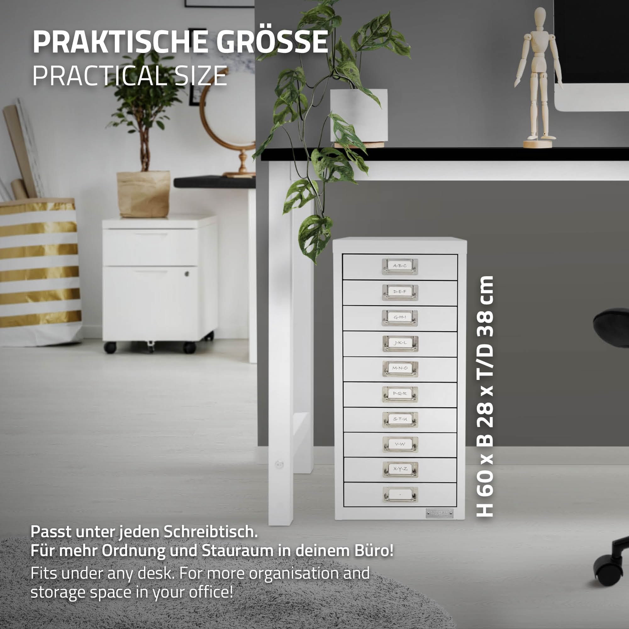 ML-Design Armadio per Archiviazione con 10 Cassetti 28x38x60 cm Bianco Cassettiera in Metallo per DIN A4 Schedario per Ufficio con Portaetichette Armadietto in Acciaio Portautensili Portaoggetti