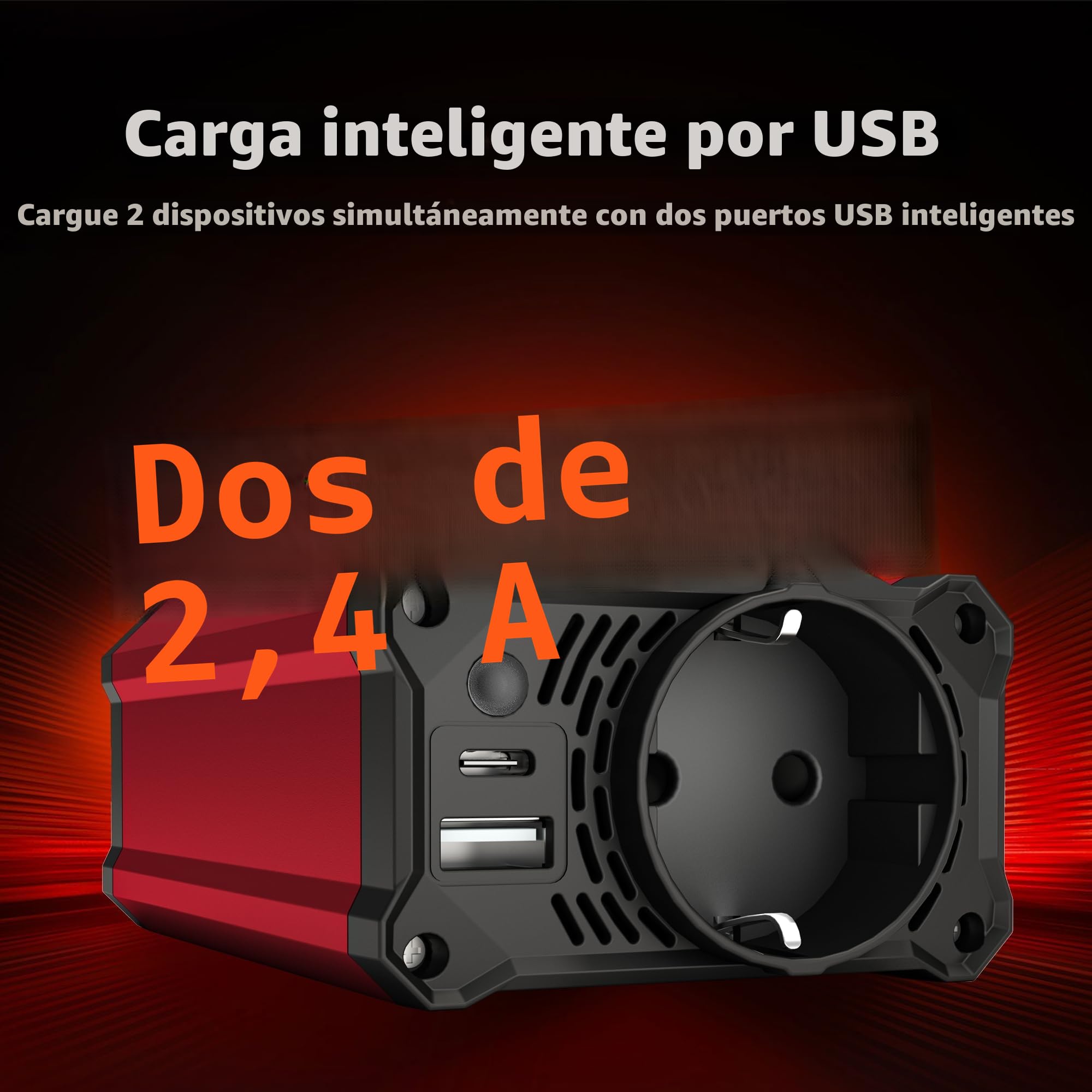 BESTEK Inversor 12v 220v Onda Pura 300W,Transformador 12V a 220V Convertidor Onda con 1 AC Tomas Y 2 USB-C (PD30 W) 2 USB-QC (18 W) sinusoidal con Protección para Barco,Caravana,Coche