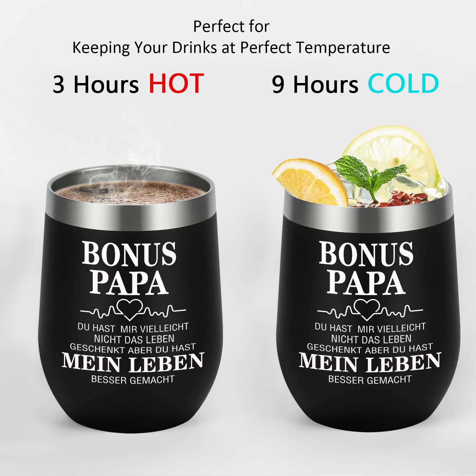 Tazza Termica Diztoud 350ml Per Papà, Doppia Parete Acciaio Inox, Con Coperchio, Cannuccia E Portachiavi - 4