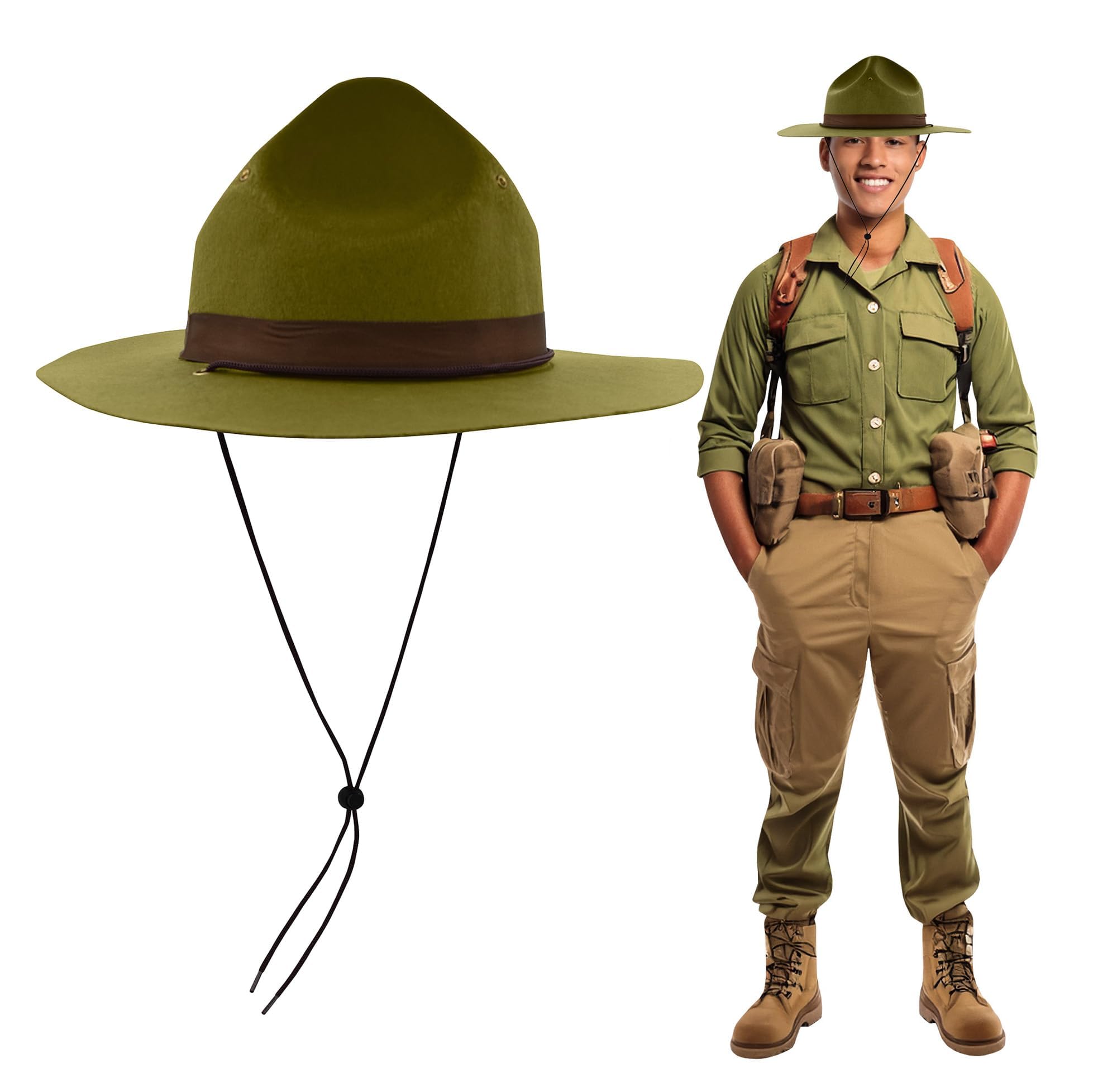 Nicky Bigs Novelties Adult Sergeant Campaign Park Ranger Hat Mountie Trooper Patrol Costume Accessory