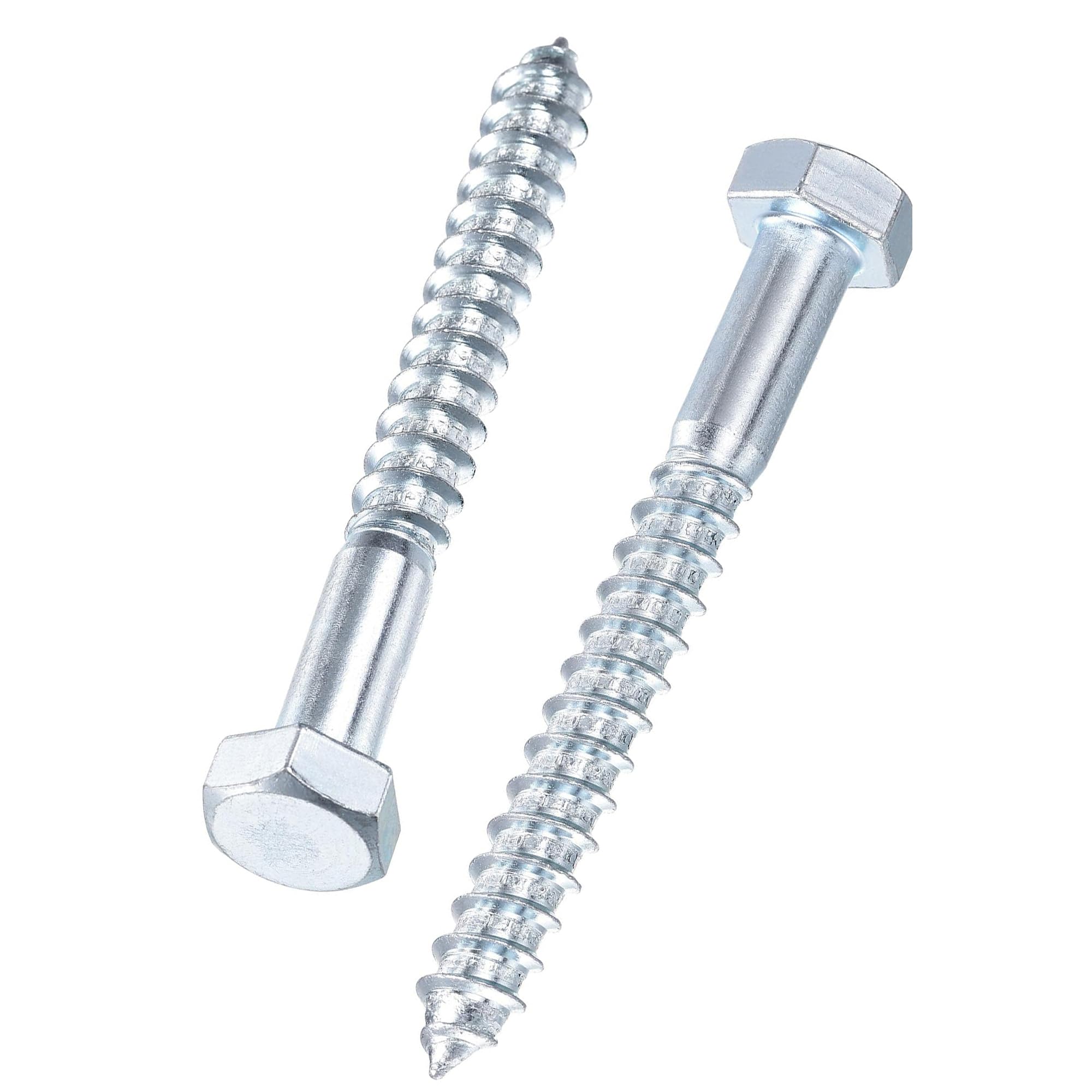 Unifizz 10 Pcs Hex Lag Screws, M10 x 100mm Carbon Steel Zinc Plated Wood Bolts, Half Thread Self-Tapping Screws for Timber and Decking, Heavy Duty Fasteners