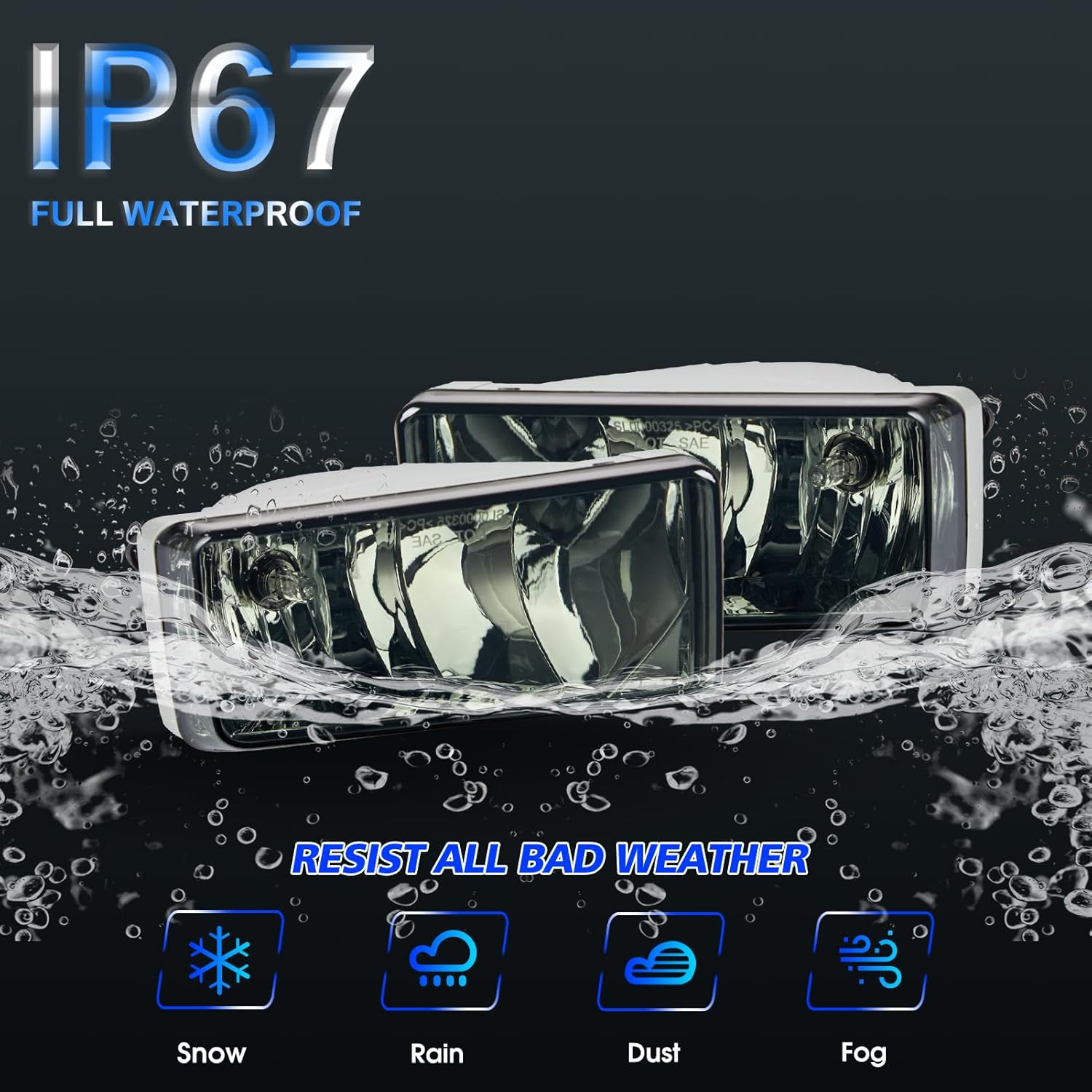 Fog Lights Assembly for 2007 2008 2009 2010 2011 2012 2013 2014 2015 Chevy Silverado Replacement Kit for 2007-2013 Avalanche,2015-2020 Suburban with H16 12V 19W Halogen Bulb Smoke Lens