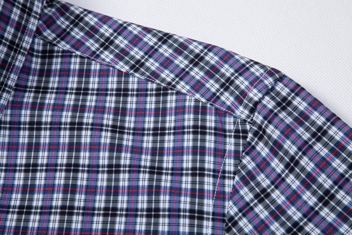 Mens Dress Shirts Stretch Long Sleeve Button Down Shirts Print Regular Fit Casual Busines Shirt - Image 4