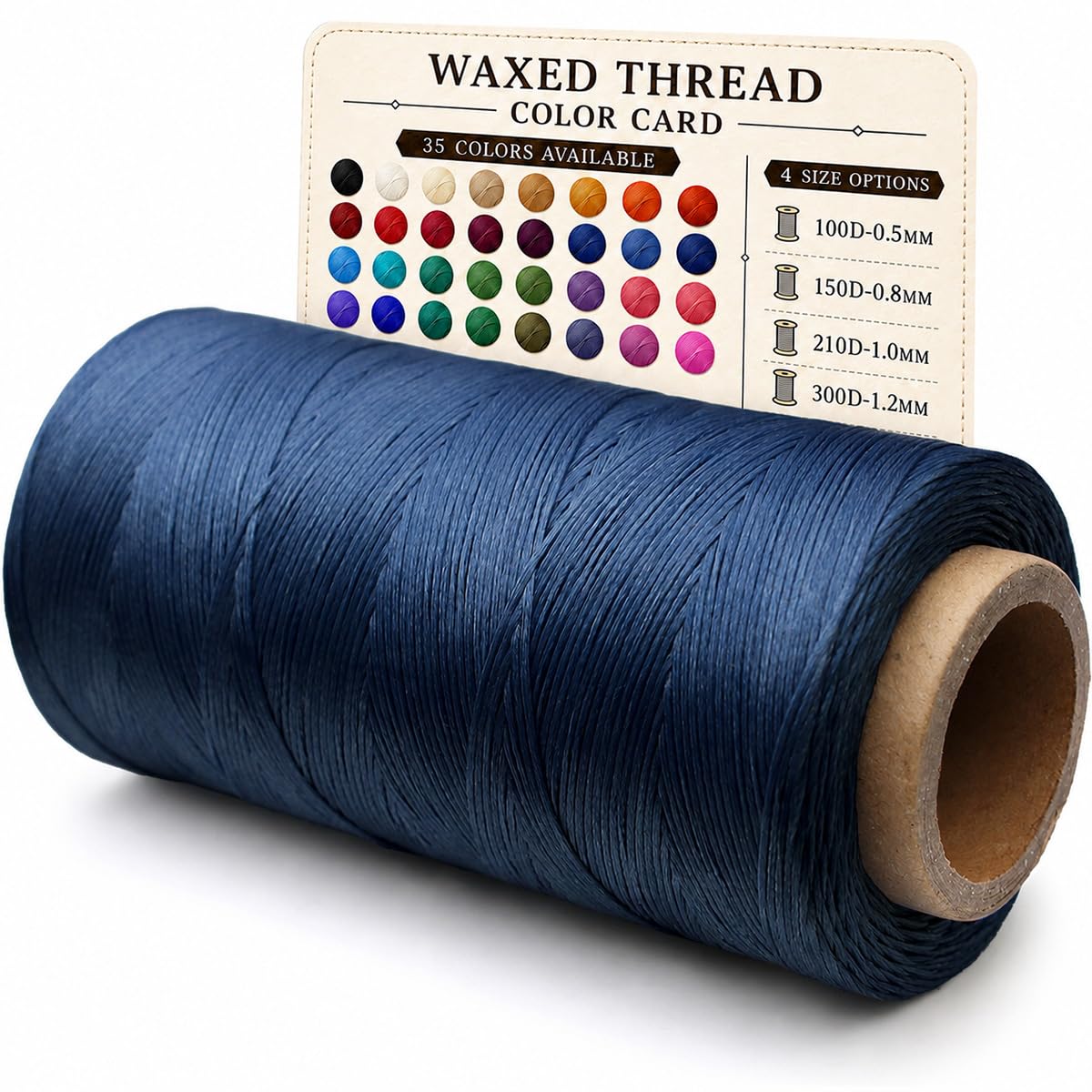 SiiRo Flat Waxed Thread for Leather Sewing String Polyester Cord Stitching Bookbinding DIY Weave Craft (0.8mm150D Royal Blue)