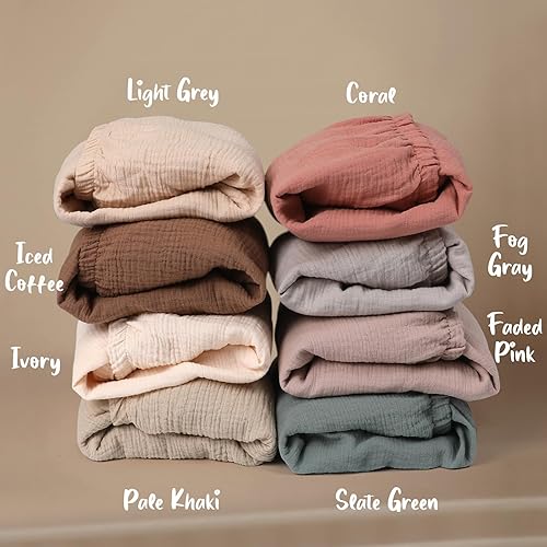 Miniatura 6 de COSMOPLUS -Sábanas de muselina para cuna para niñas, niños, neutros, paquete de 2 sábanas bohemias para cuna, sábana bajera ajustable para colchón