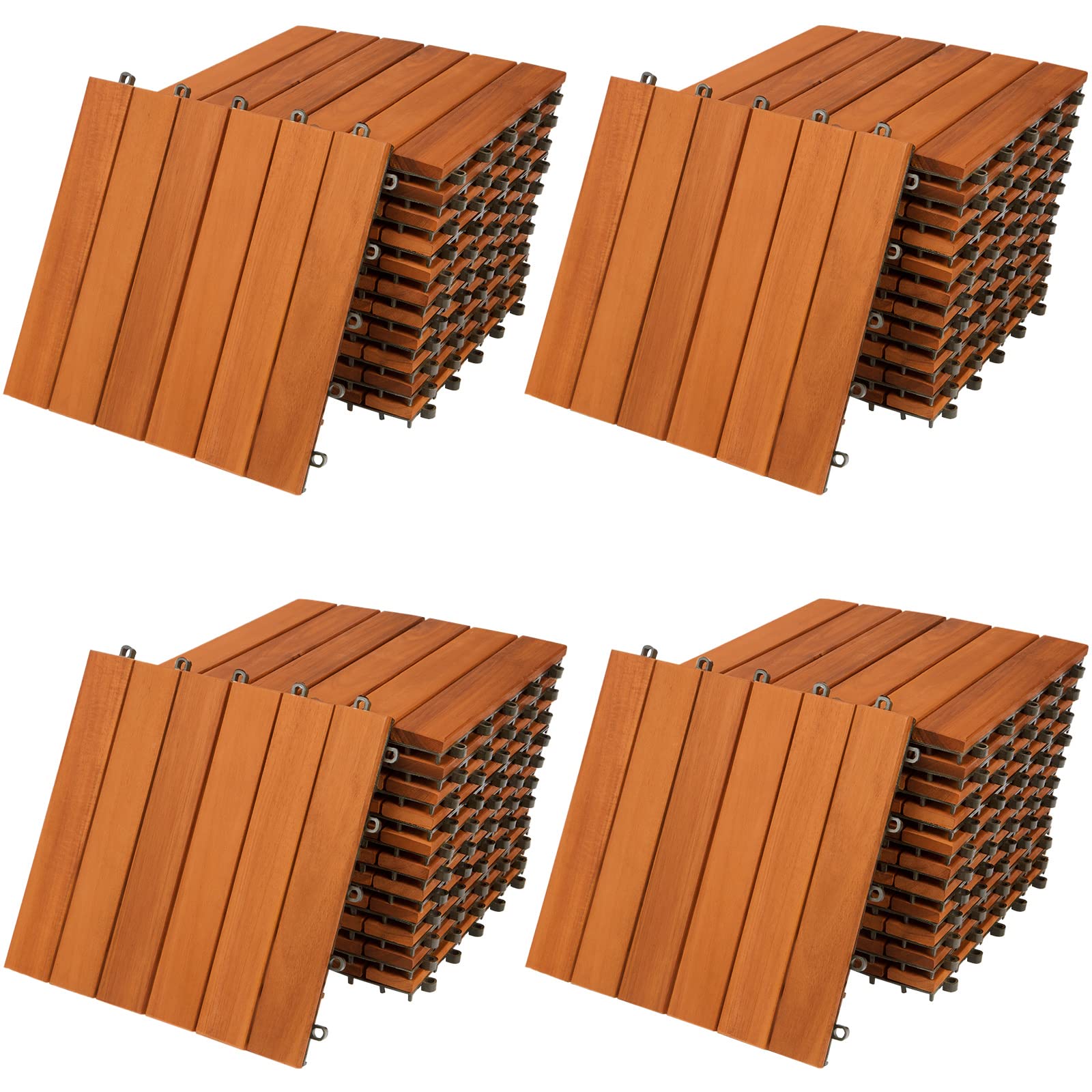 Casaria Piastrelle Legno Acacia 44pz Certificato FSC® Mattonelle 4m² ad Incastro 30x30cm Esterno