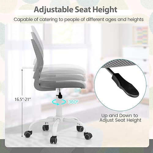 Miniatura 14 de POWERSTONE Silla pequeña de escritorio para oficina en casa, silla giratoria para computadora de estudio, silla de trabajo de altura ajustable con