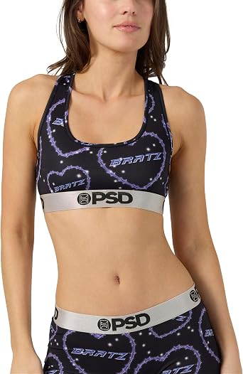 PSD Womens Bratz 2000s Heart Sports Bra, Multi, S