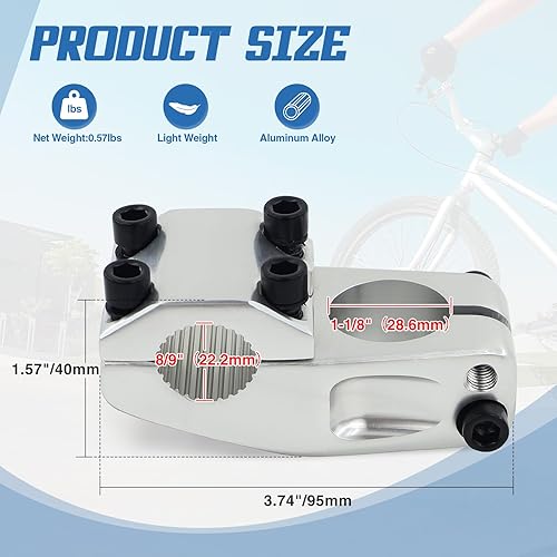Miniatura 26 de Bike Stem for BMX Bike Aluminum Alloy Fixed Gear Bicycle Stem