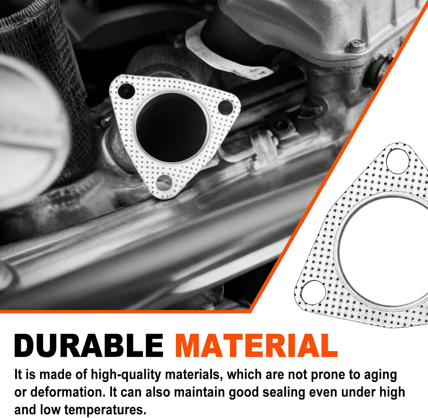 2 Pieces 2.5" Exhaust Gasket High-Temp 3-Bolt Flange Gasket with Fire Ring for Catalytic Converter, Manifold Muffler and Header Replacement, Universal Fit for Most Models Silver