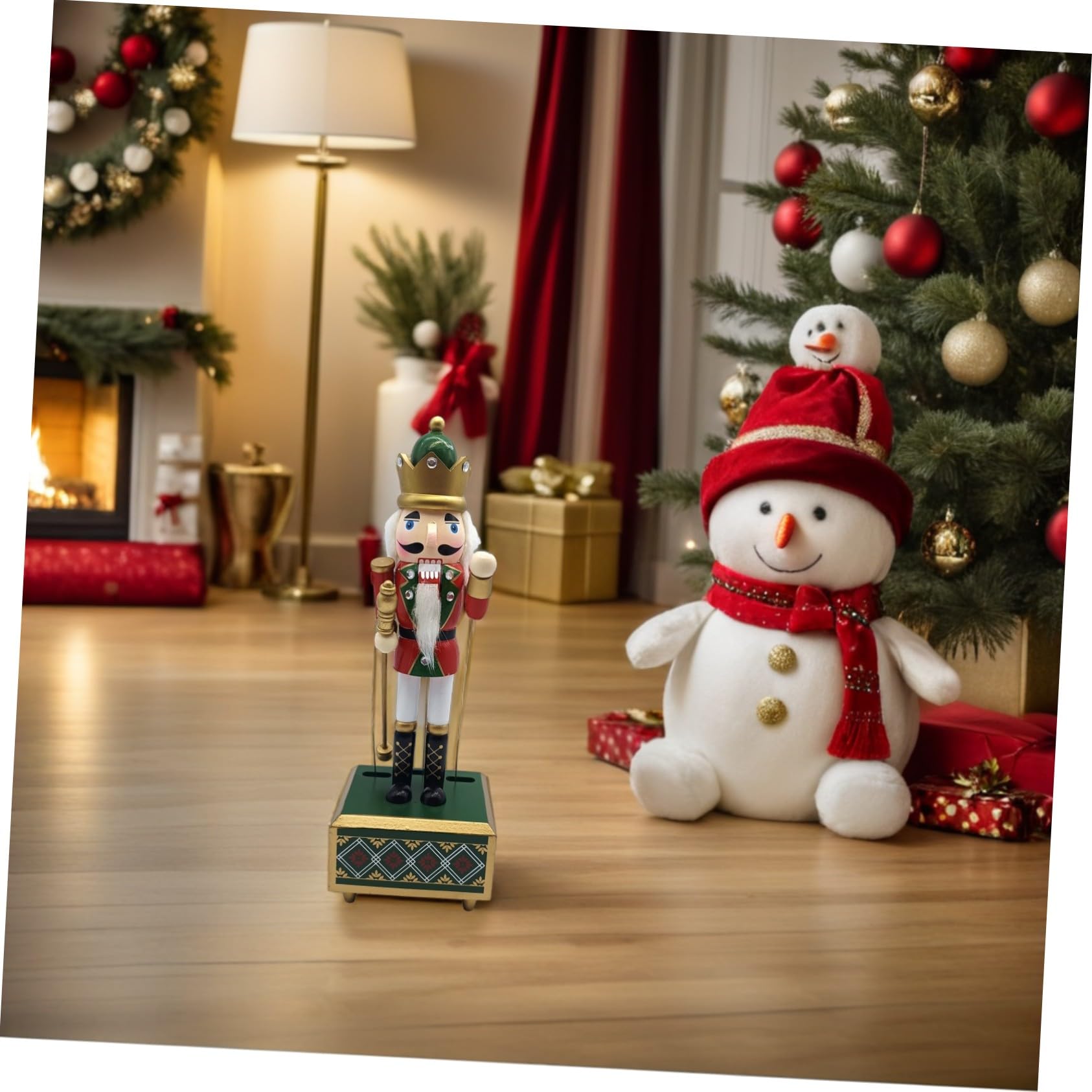 Cabilock Carillon Schiaccianoci in Legno Statuetta Musicale Per Feste Natalizie Decorazione Festiva Meccanismo Carica Senza Batterie Per Celebrazioni Di Natale e Anni Nuovi