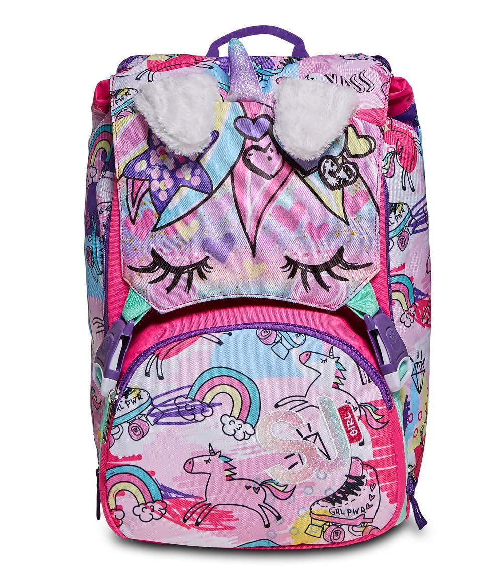 SJ GANG STYLE JAM GANG Zaino Estensibile, Rosa,Tasche Multifunzione, Orecchie Plushy, Per bambine e ragazze, Scuola e tempo libero