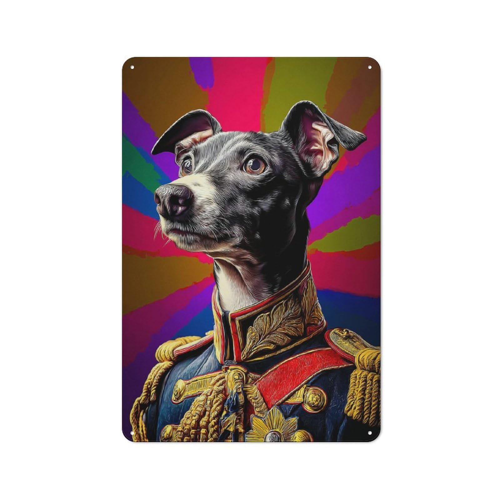 Junmoney Regal Canine In Grand Uniform Smart Office Metal Sign 30X20cm, Study Room Decor For Home Office, Reading Corner Or Bedroom