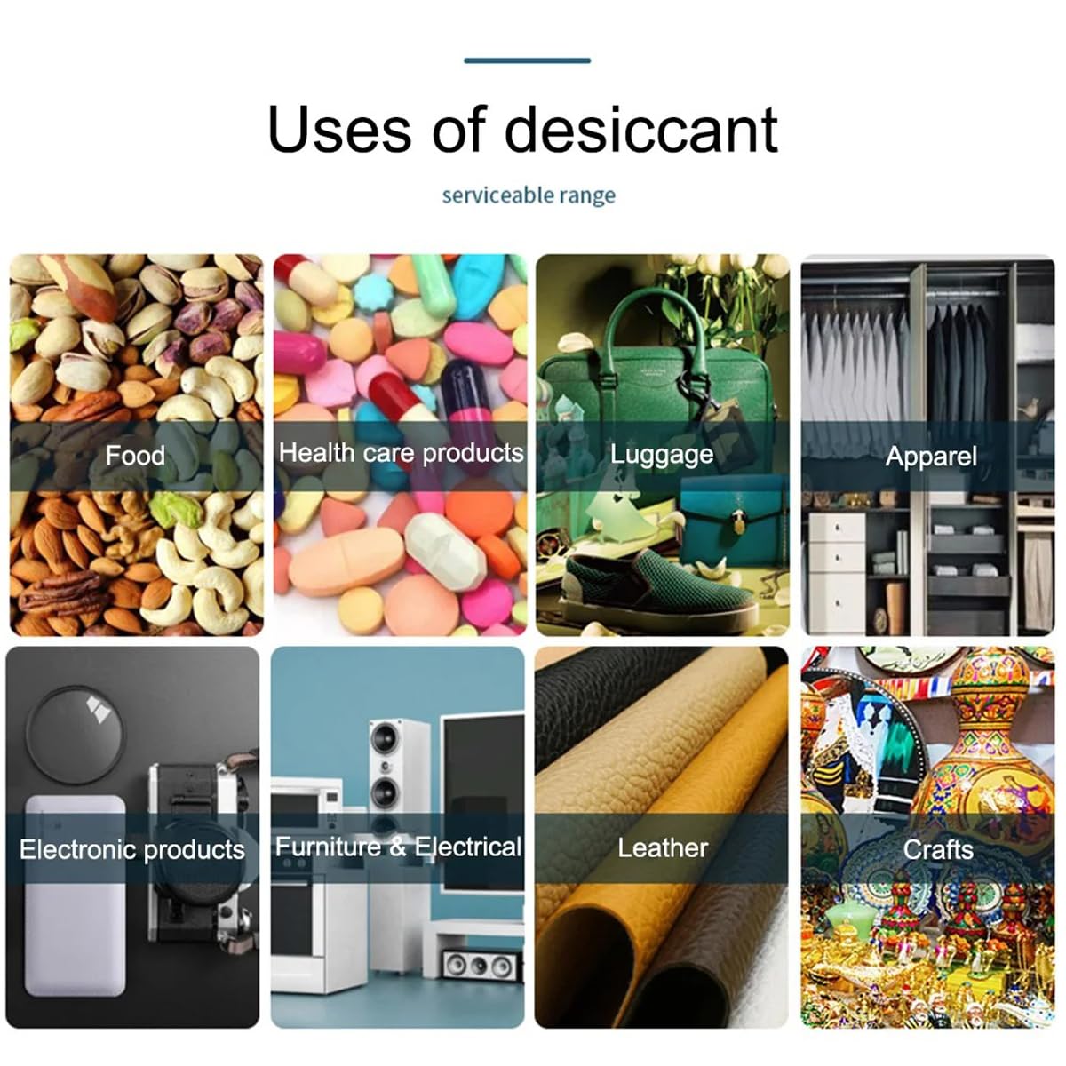 Sacchetti Assorbi-umidità Sacchetti Essiccanti in Gel di Silice Sacchetti Essiccanti Multiuso per Libri, Alimenti, Armadietti per Vestiti (100g x 5 Buste)
