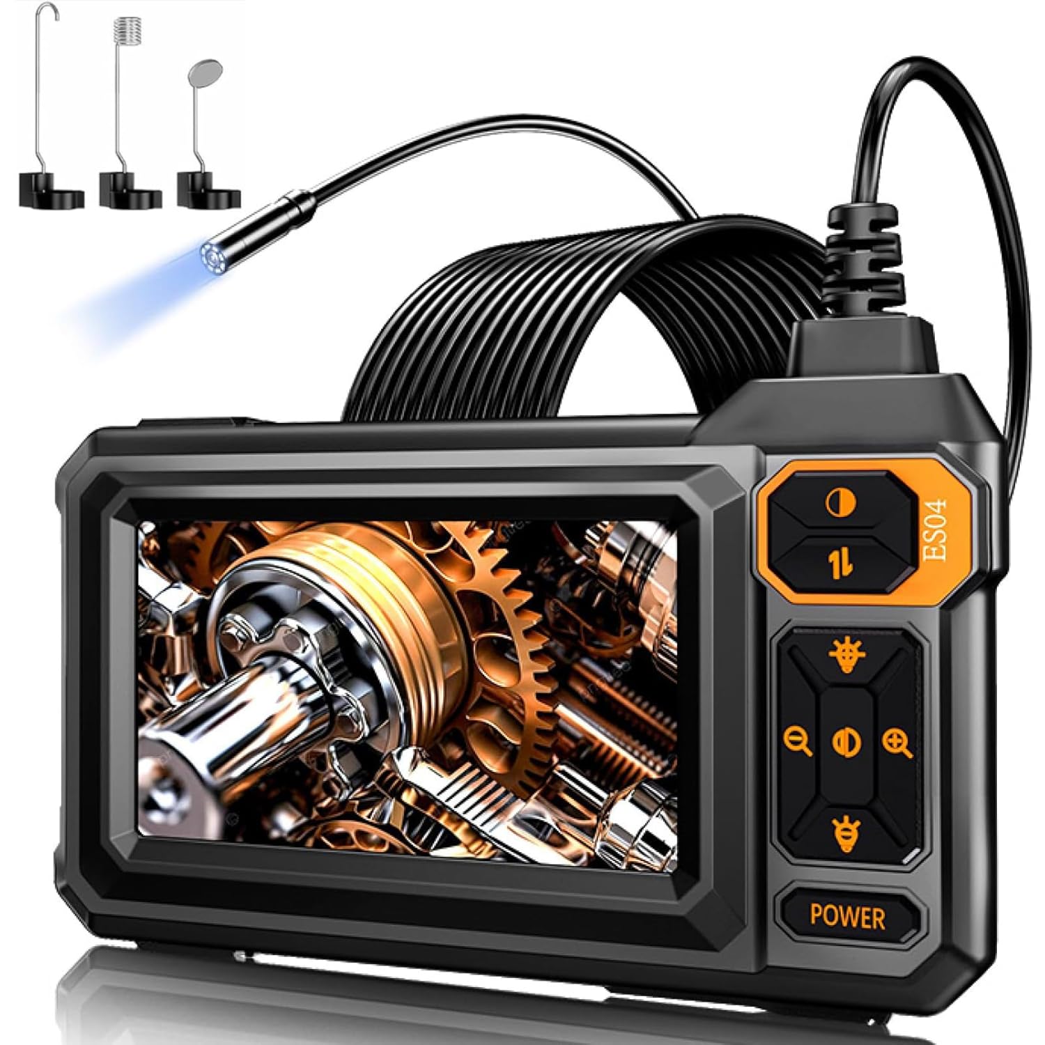 Endoscope Camera with Light, 16.5 FT Cable - 4.3" 1080P HD Display & Borescope Inspection Camera 180° Image Rotation, 8 LEDs, Plug-and-Play USB-C, 1800mAh Battery, Waterproof Probe with Accessories