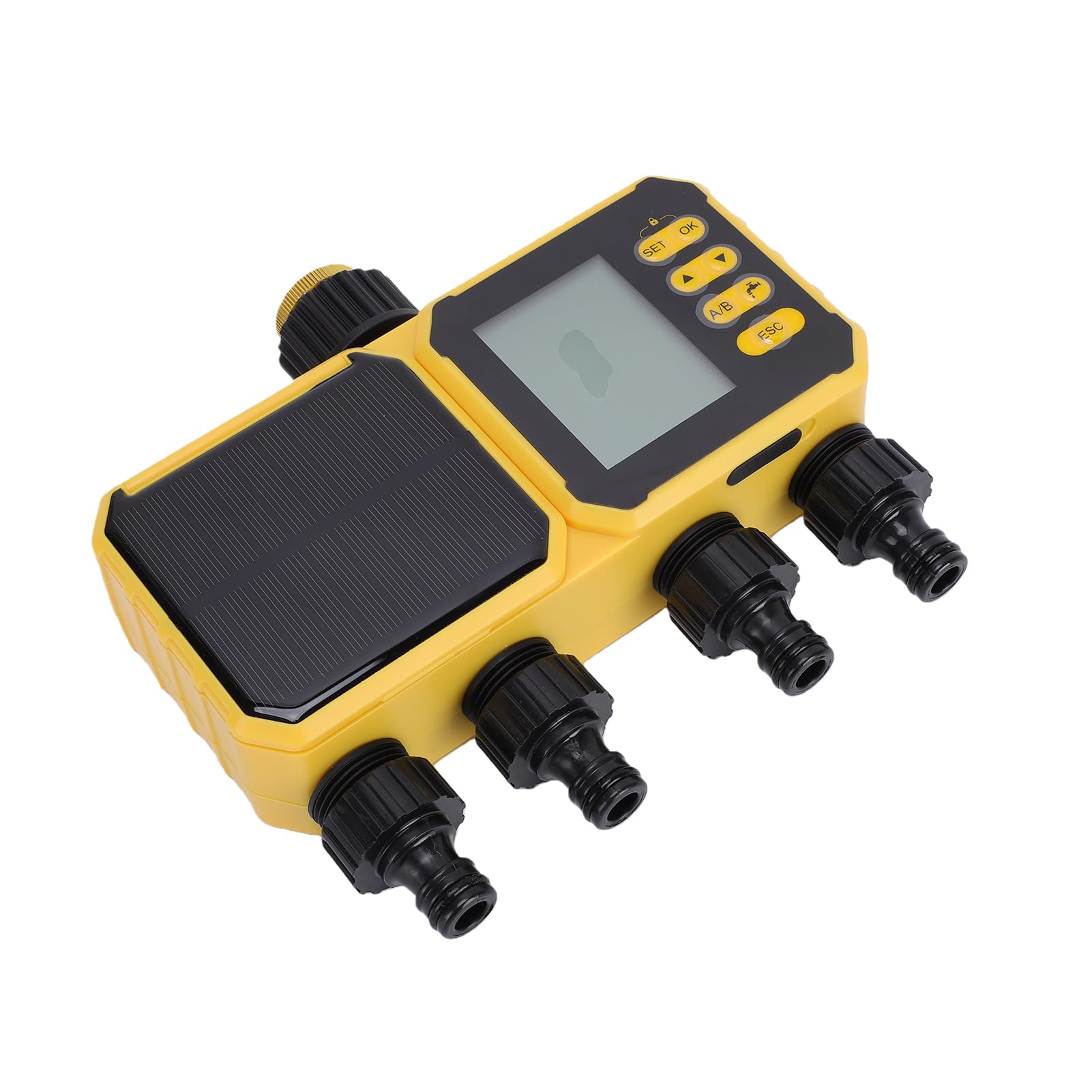 Bewinner Controller Intelligente per Irrigazione Solare, Timer per Irrigazione Automatico IPX5 con Ricarica USB, Timer per Automatico con Sensore Pioggia, Programma di Personalizzabile per Serra da