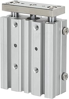 Pneumatic Air Cylinder, MGPM12-40Z 3 Rod Pneumatic Cylinder Aluminum Alloy SMC Type Double Action Pneumatic Cylinder, 12mm Bore 40mm Stroke with Guide, High Accuracy and Large Load