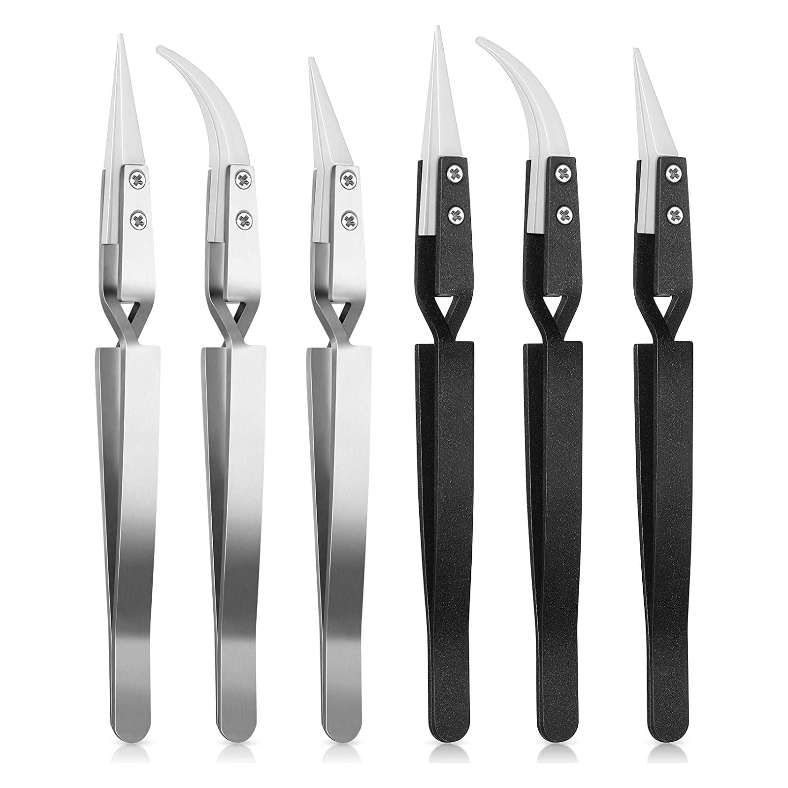 Hdoytxxm Multicolor 6Pcs Reverse Ceramic Tweezers Pointed Curved Tips Non-Conductive Soldering For Jewelry-Making Tool Ceramic Set Jewelry