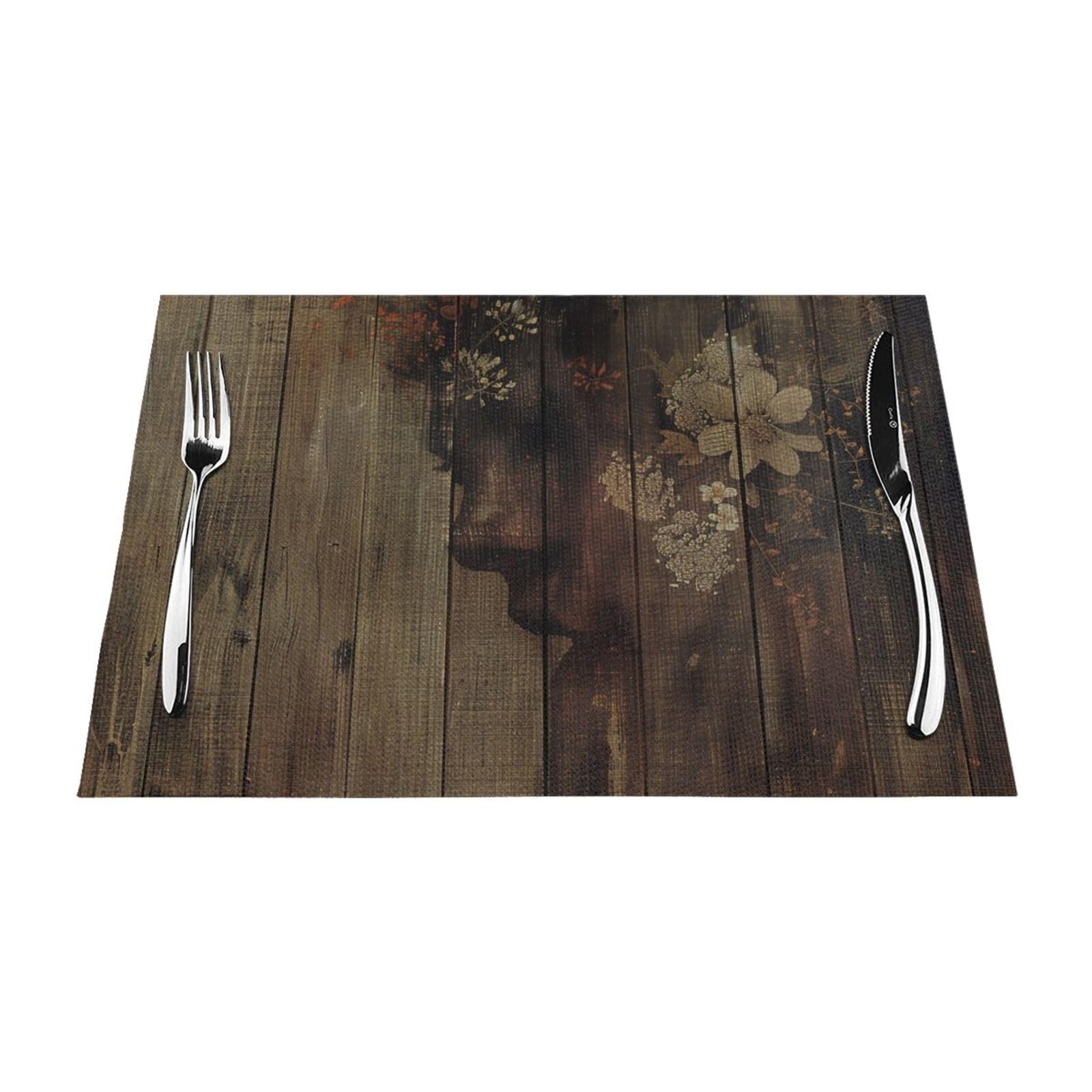 Board Printed PVC Placemat 6 PCS for Kitchen Dining Table Heat-resistand Washable Table Mats 18x12 in