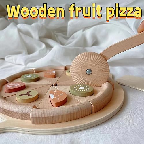 Miniatura 8 de PurpleFox, Comida de madera para jugar cocina, juguete de pizza de madera, juego de alimentos de corte, comida de juego, accesorios de cocina para