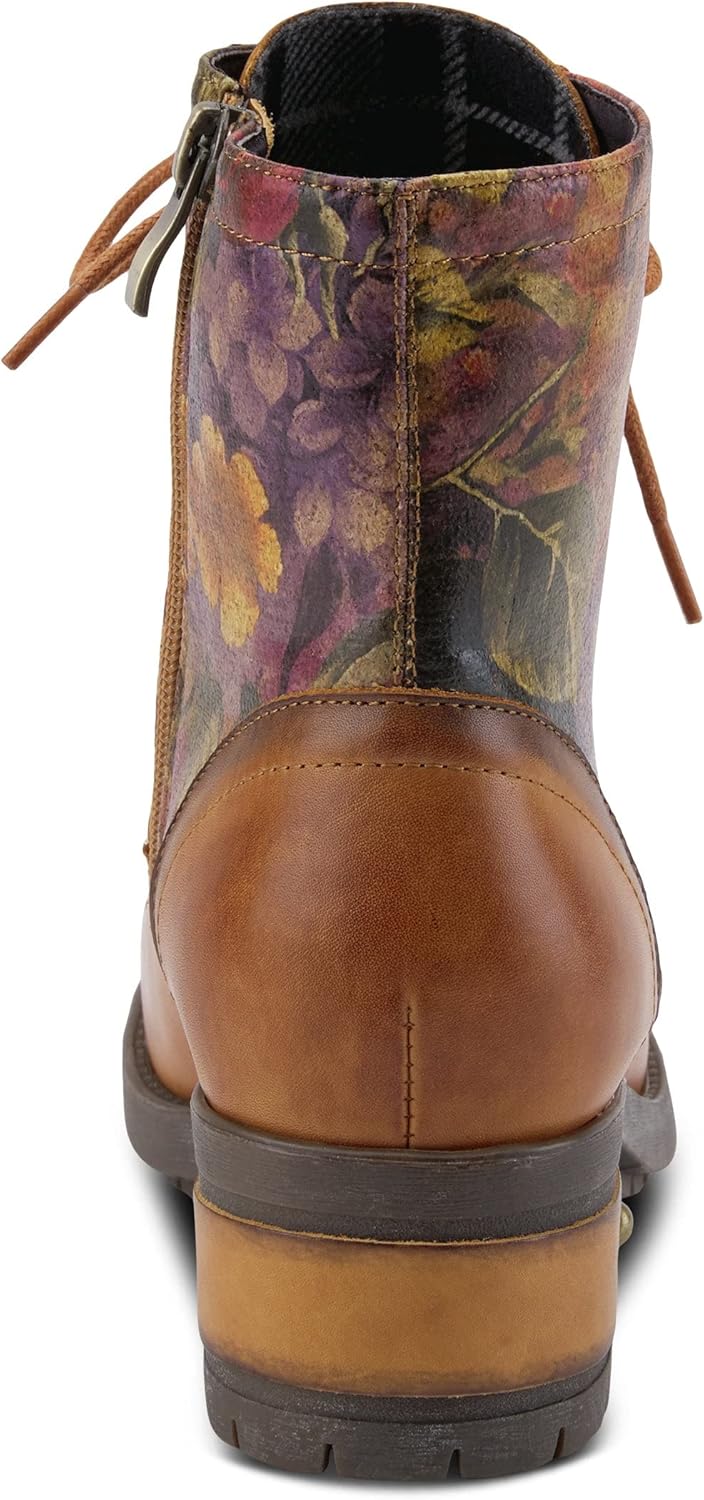 L’Artiste Marty Hand-Painted Leather Ankle Boots for Women – Cozy Flannel Lined Comfort Boot with Zipper Closure