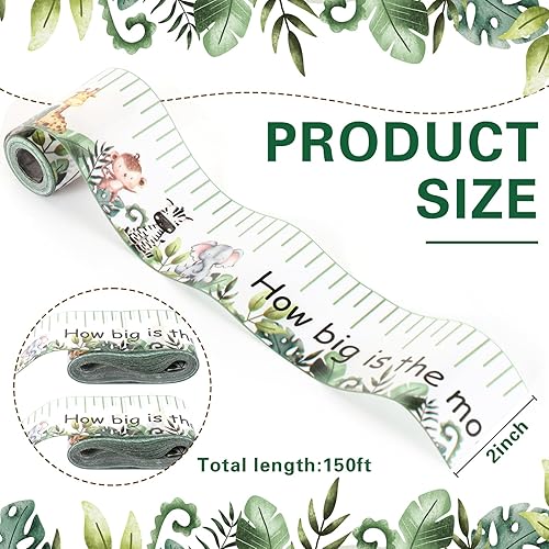 Miniatura 2 de 2 rollos de cinta métrica para baby shower, de 2 pulgadas x 150 pies, cinta métrica de juego de vientre para baby shower, recuerdos y suministros de