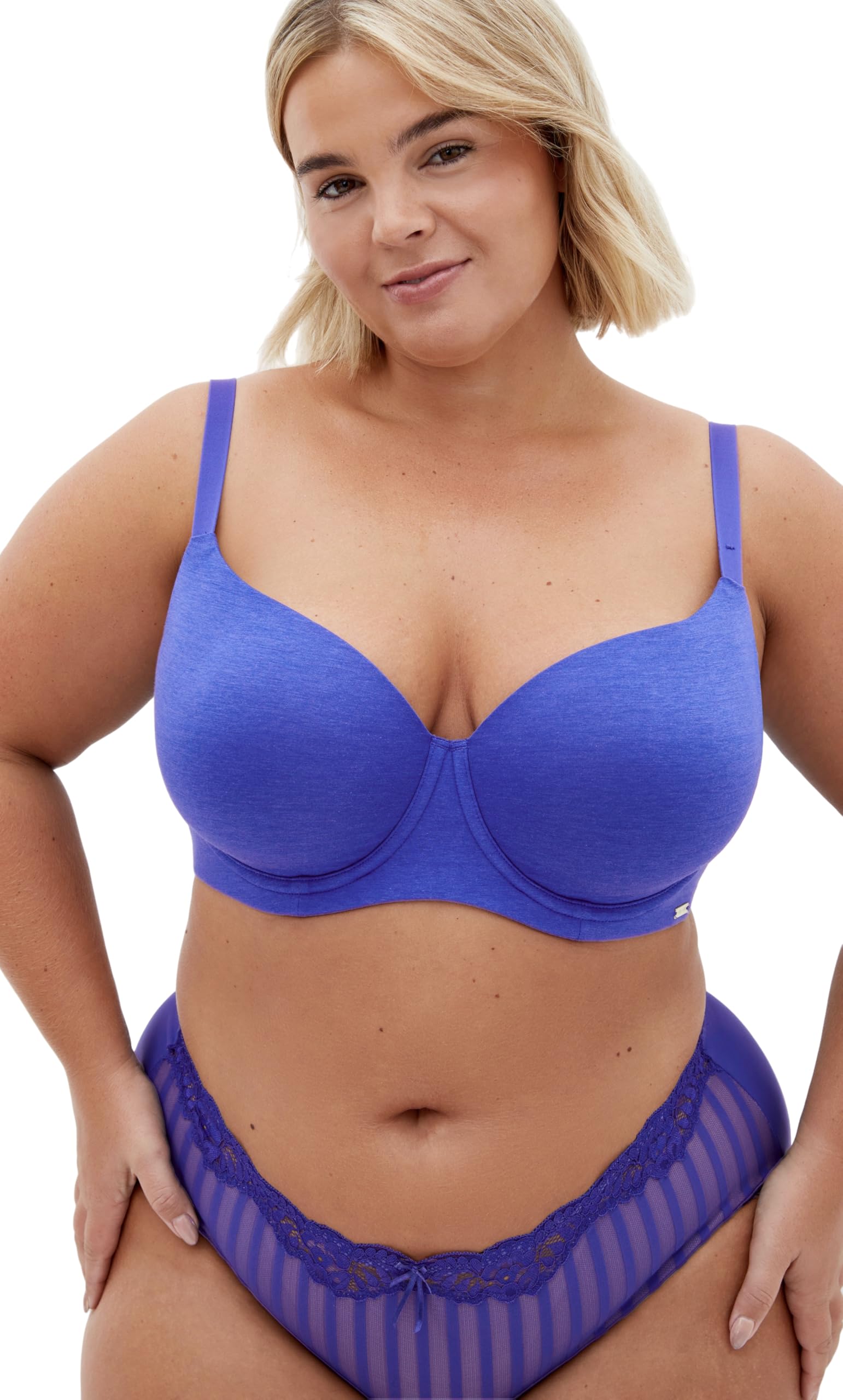 City Chic Women's Dazzling Blue Bra-Smooth & Chic Cotton T-Shirt, 44B