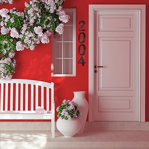 Miniatura 6 de Número de casa flotante de acero inoxidable de 5 pulgadas, números de casa modernos de metal, recubierto de negro, para buzón al aire libre, patio,