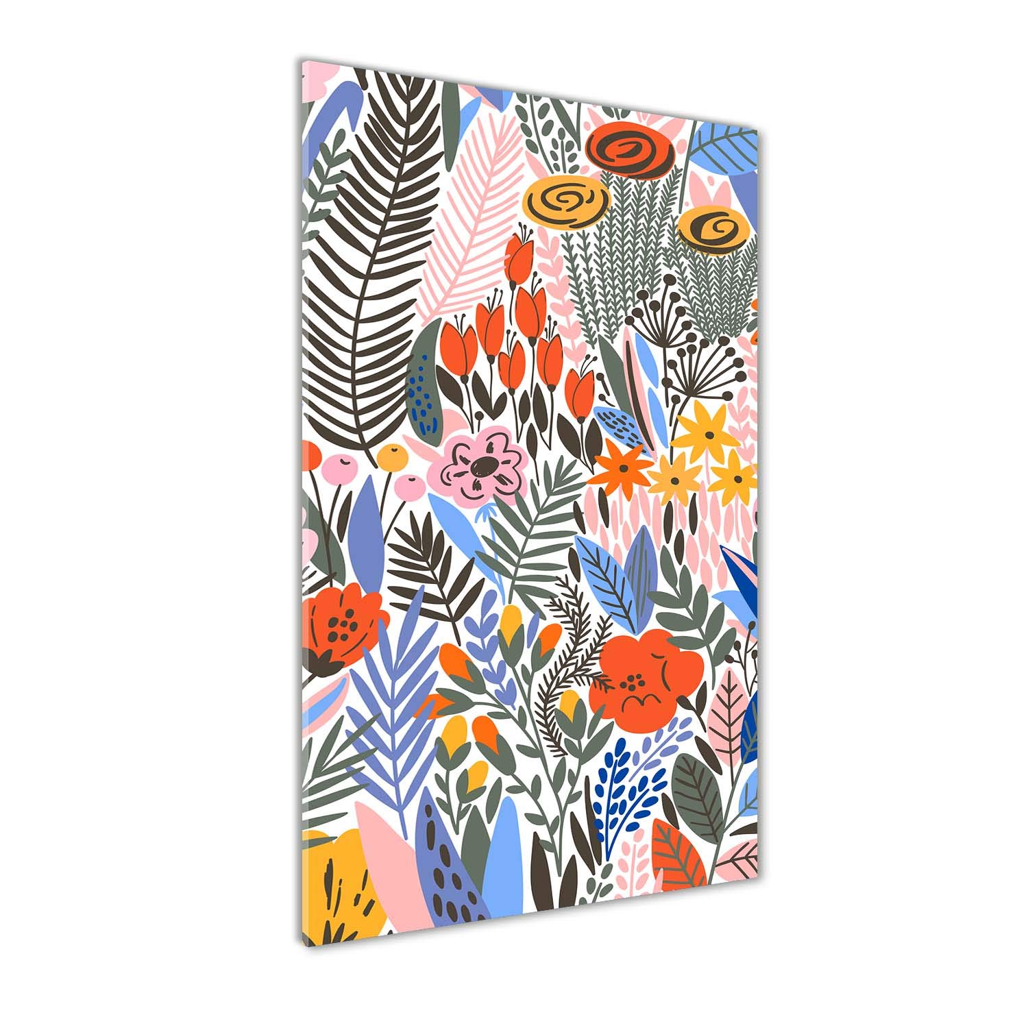 Impression sur verre 50x100 cm fleurs tropicales bleu pour tableau de cuisine