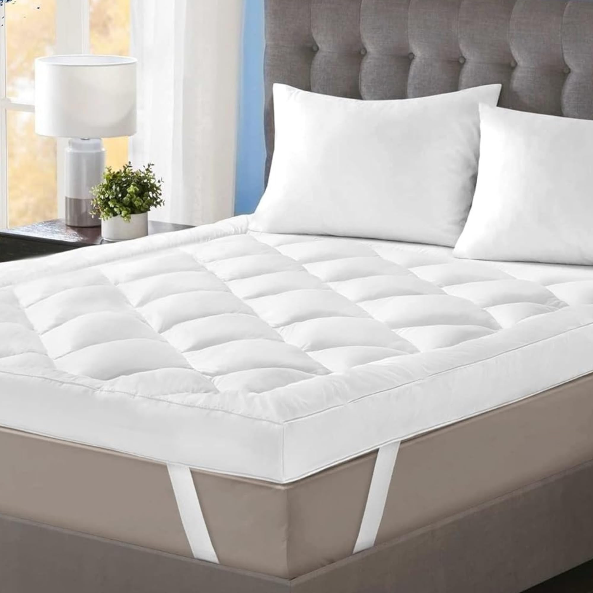 BELOFAY Mattress Topper Single Bed 4 Inches Thick - Soft & Fluffy Quilted Single Mattress Topper - Hypoallergenic Single Bed Mattress Topper - 10 cm Thick Single Topper for Single Bed