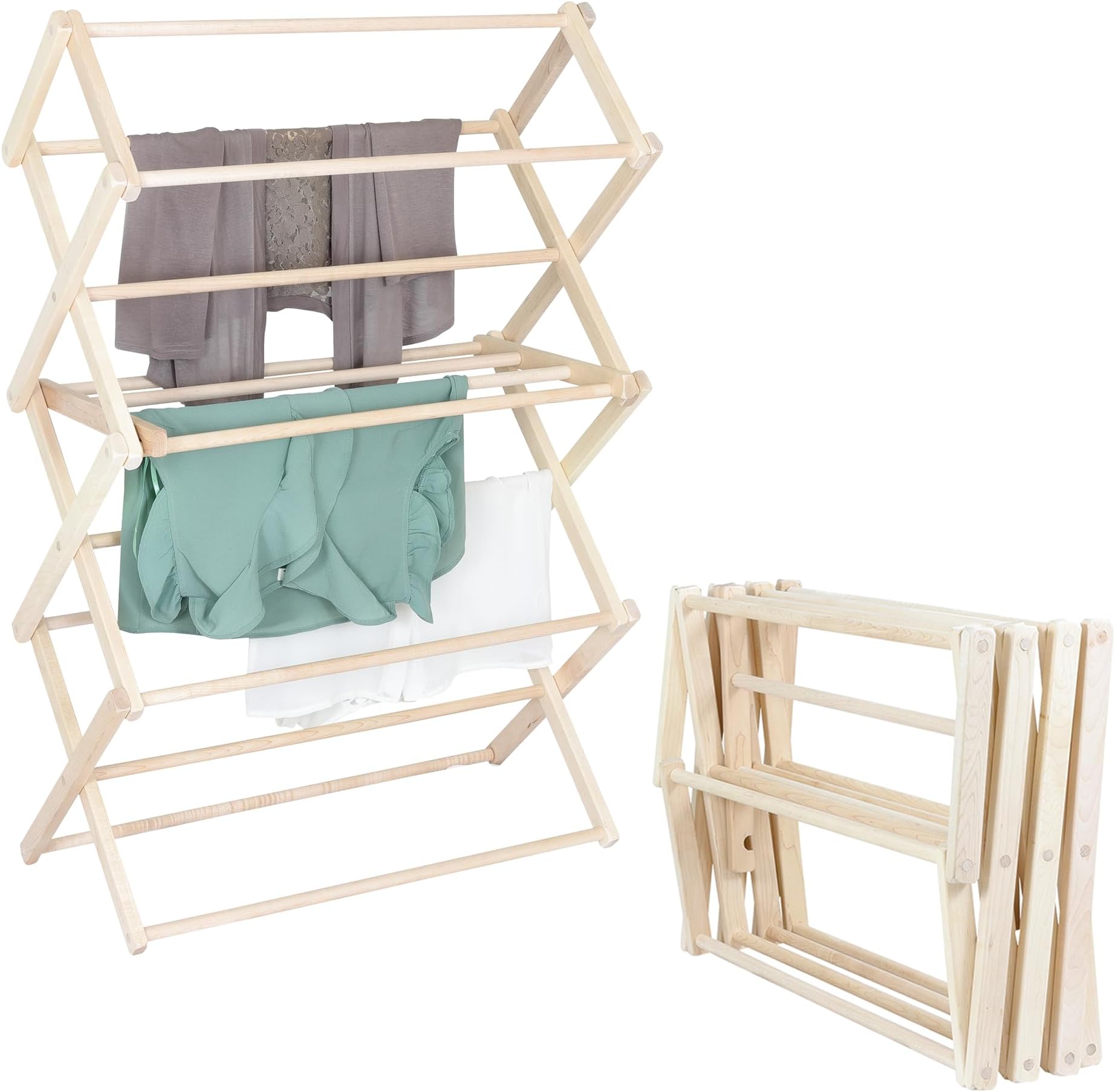 - Pennsylvania Woodworks Clothes Drying Rack: Solid Maple Hard Wood Laundry Rack for Sweaters, Blouses, Lingerie & More, Durable Folding Drying Rack, Made in USA, No Assembly Needed, Medium