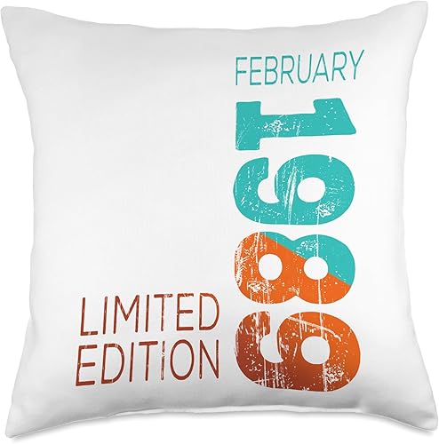February Year Retro Vintage 1989 Edition Throw Pillow, 18x18, Multicolor