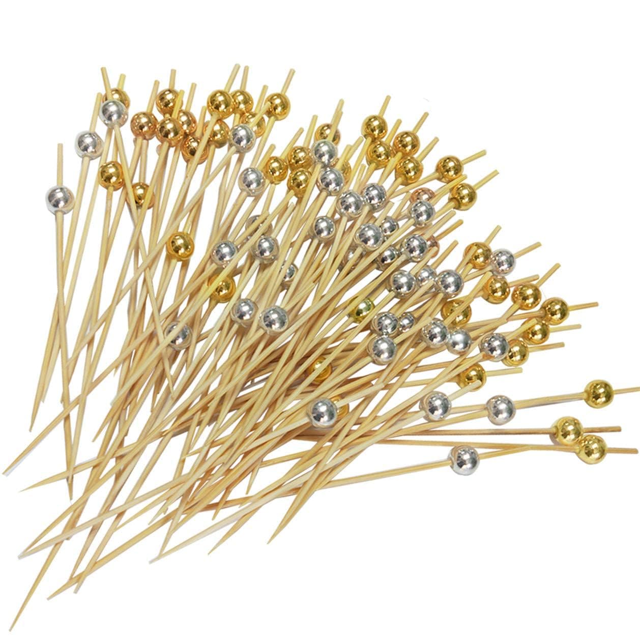 Sponsored Ad – Khazna 100 Cocktail Stick Bamboo Fruit Sticks Wooden Toothpicks, (12cm) for Party Tapas Nibbles Canapes Appetiser Fruit Skewer BBQ Sandwich Bento Accessory Pick Food(Golden)