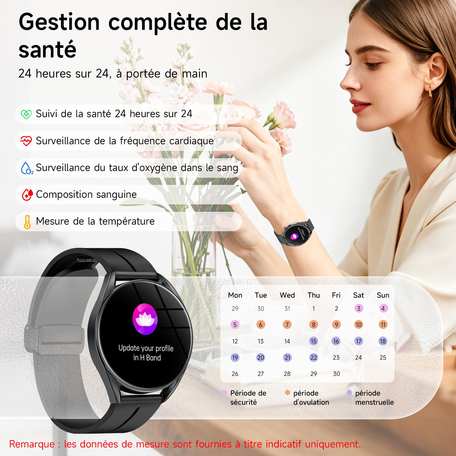 Marsyu Montre Connectée avec ECG/HRV/IMC/SPO₂/Sommeil, Sport Santé 24h IP68