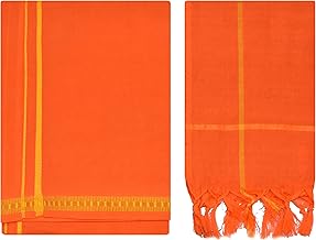 TUNI MANI Men's Polycotton Temple Wear Dhoti with Angavastharam Towel