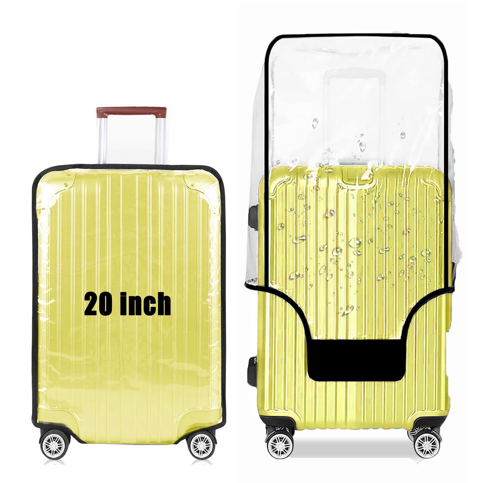 GigabitBest20 Inch Clear PVC Luggage Cover, 0.2mm Thick Lightweight Waterproof, Dustproof, Anti-Scratch Suitcase Cover, Luggage Covers for Suitcase TSA Approved, Fits 19"-20" Wheeled Luggage