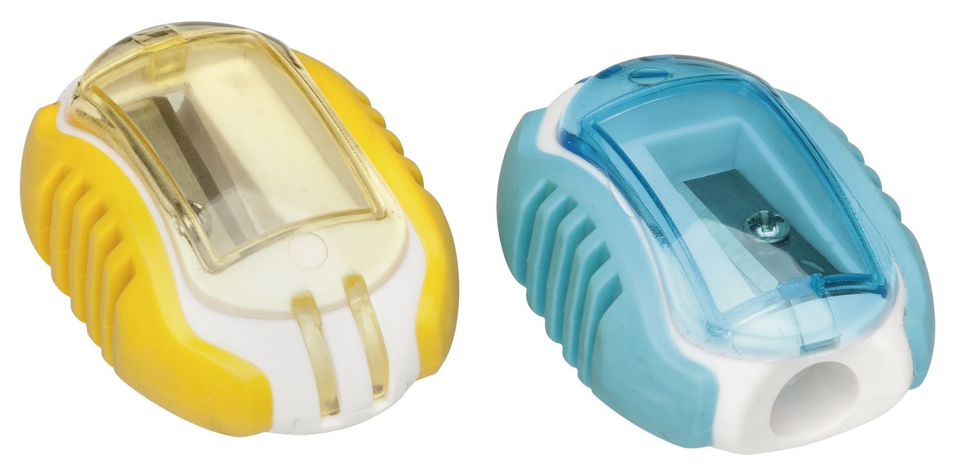 Westcott E-15737 00 Einfachanspitzer Softgrip, mit Klarsichtdeckel farblich sortiert, 2er Pack