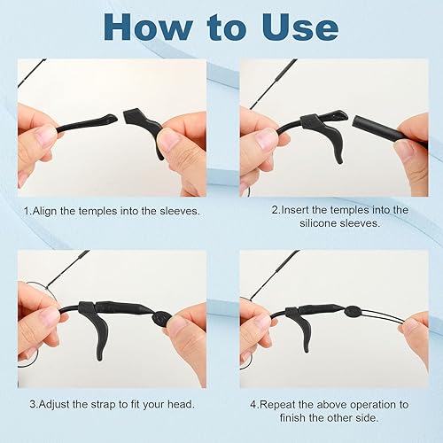 Miniatura 4 de 3 correas ajustables para gafas, 6 pares de ganchos para sujetar las orejas, soporte para gafas, correa para lentes de sol, retenedor de gafas