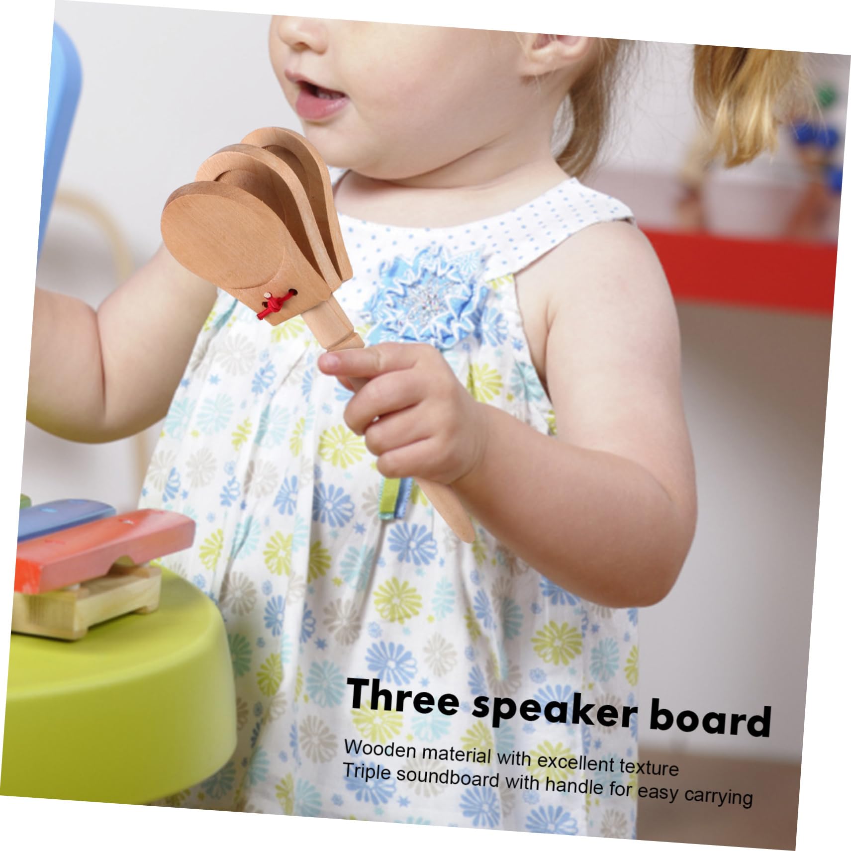 Toddmomy Educational Musical Instruments 4pcs Wood Castanet Finger Castanet Smooth Surface