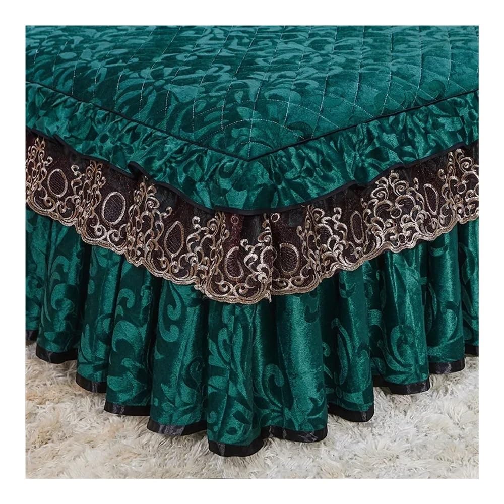 Faldones de cama de encaje de terciopelo de otoño e invierno con clip de algodón grueso colcha de estilo europeo colcha funda protectora antideslizante ropa de cama (estilo-A4, falda de cama