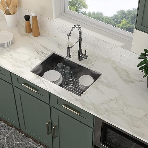 Miniatura 19 de Logmey Fregadero de barra de 21 pulgadas de acero inoxidable de 21 x 18 pulgadas, fregadero de barra pequeño de acero inoxidable de calibre 16