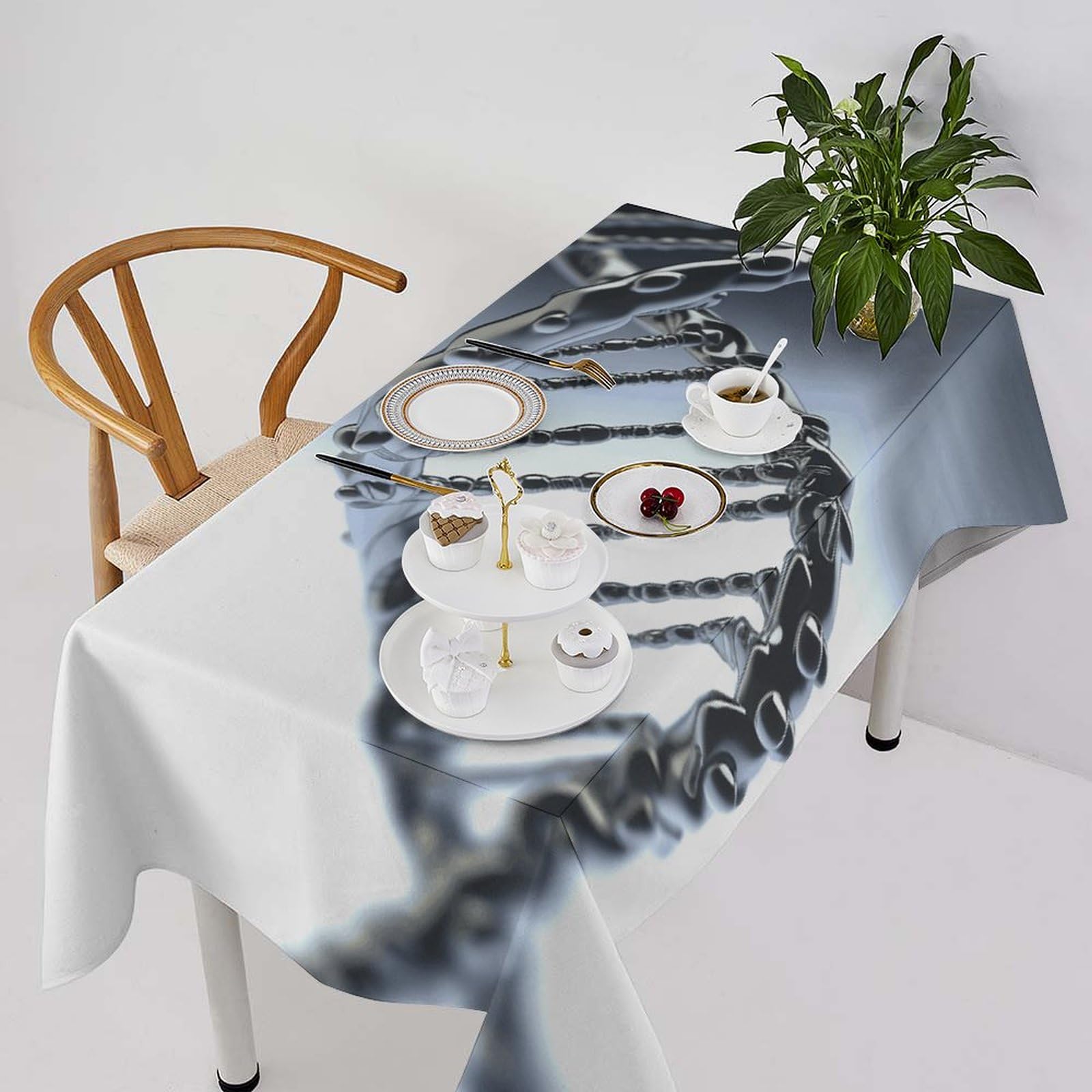 Nappe imperméable 140x279 cm en tissu lourd anti-tache motif chaîne ADN